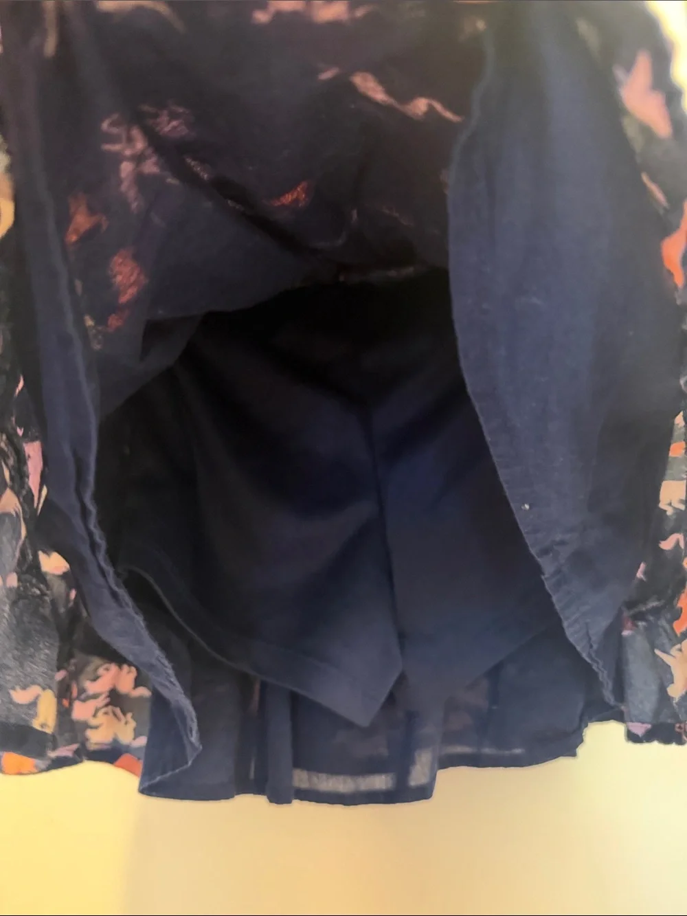 Girls Navy Unicorn Print Ruffle Skort - Pink, Lavender & Orange Accents
